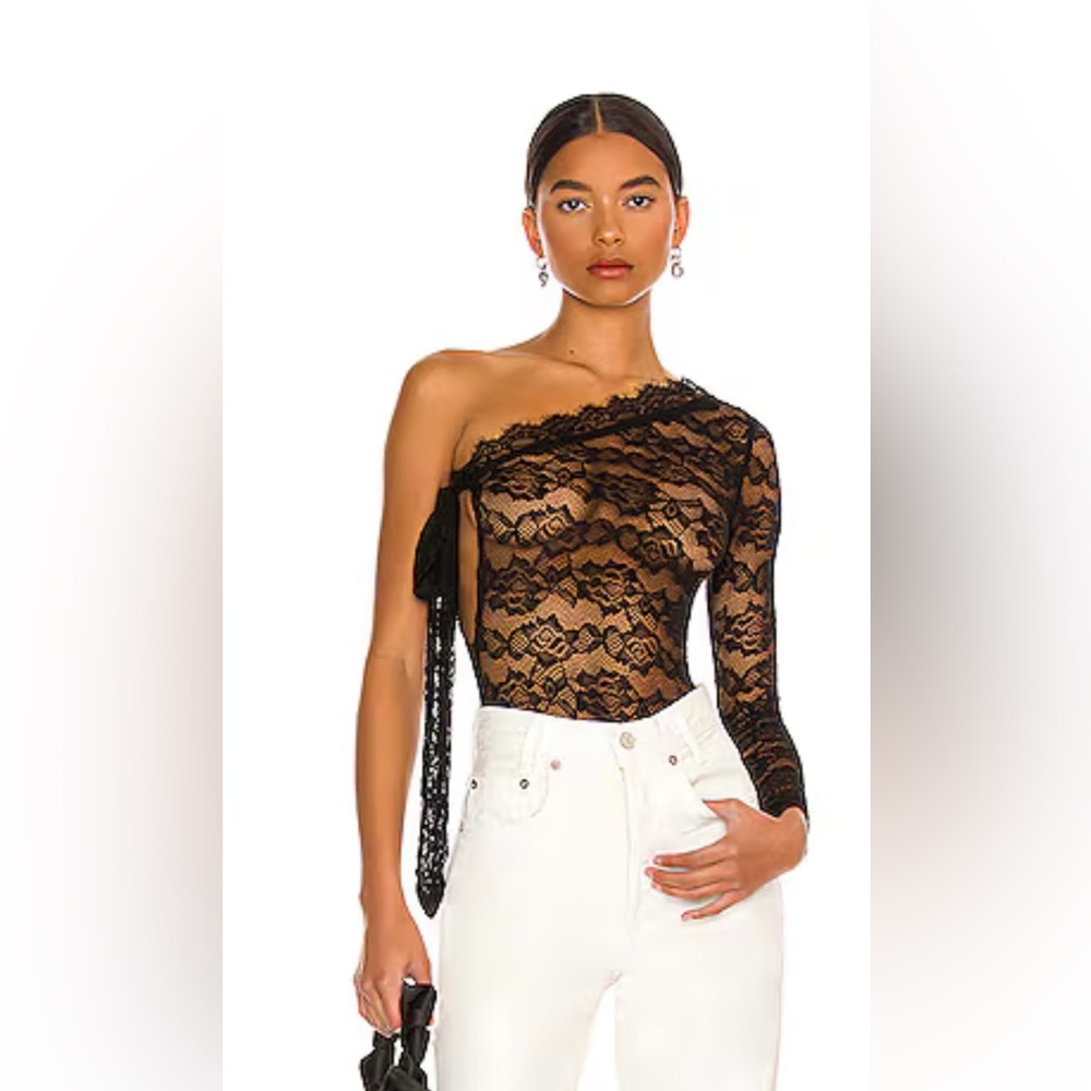 MORE TO COME Tanya One Sleeve Bodysuit in Black